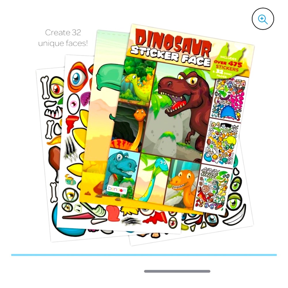 Bendon Dinosaur Create a Face Sticker Pad
